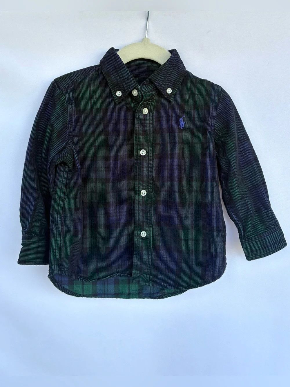 Ralph Lauren Baby Boys Blackwatch Plaid Corduroy Button Down Shirt 18M